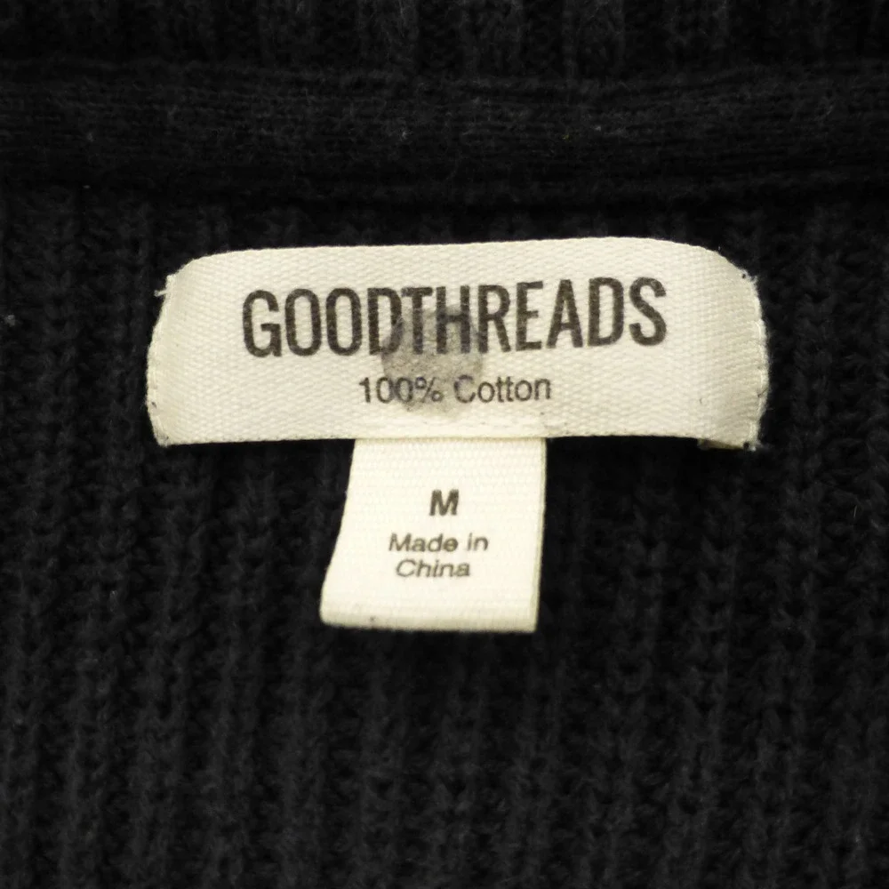 Goodthreads Sweater Mens Medium Black Military Elbow Patches Utility Cotton